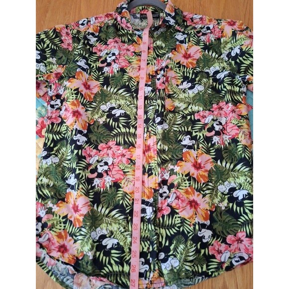 Mens Disney Mickey Mouse Tropical Floral Button Hawaiian Cotton Shirt Vacation S - Picture 11 of 12